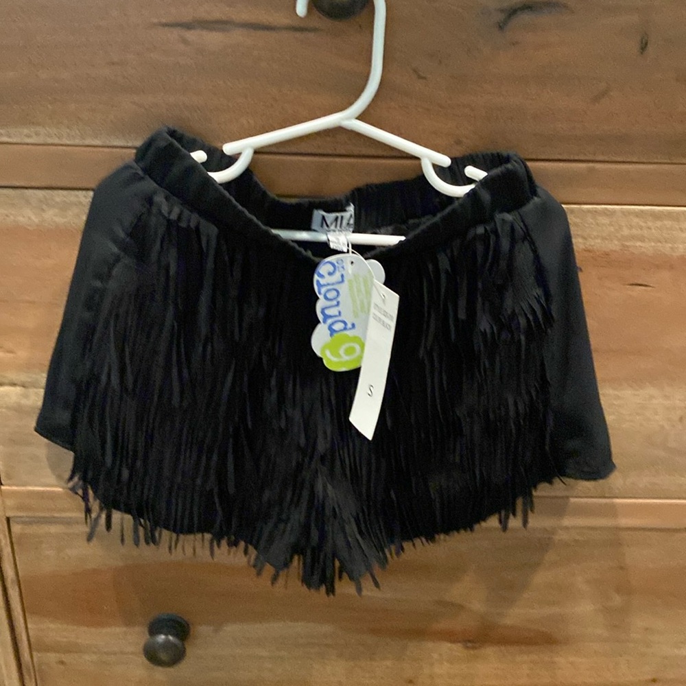 Black girls shorts with fun fringe